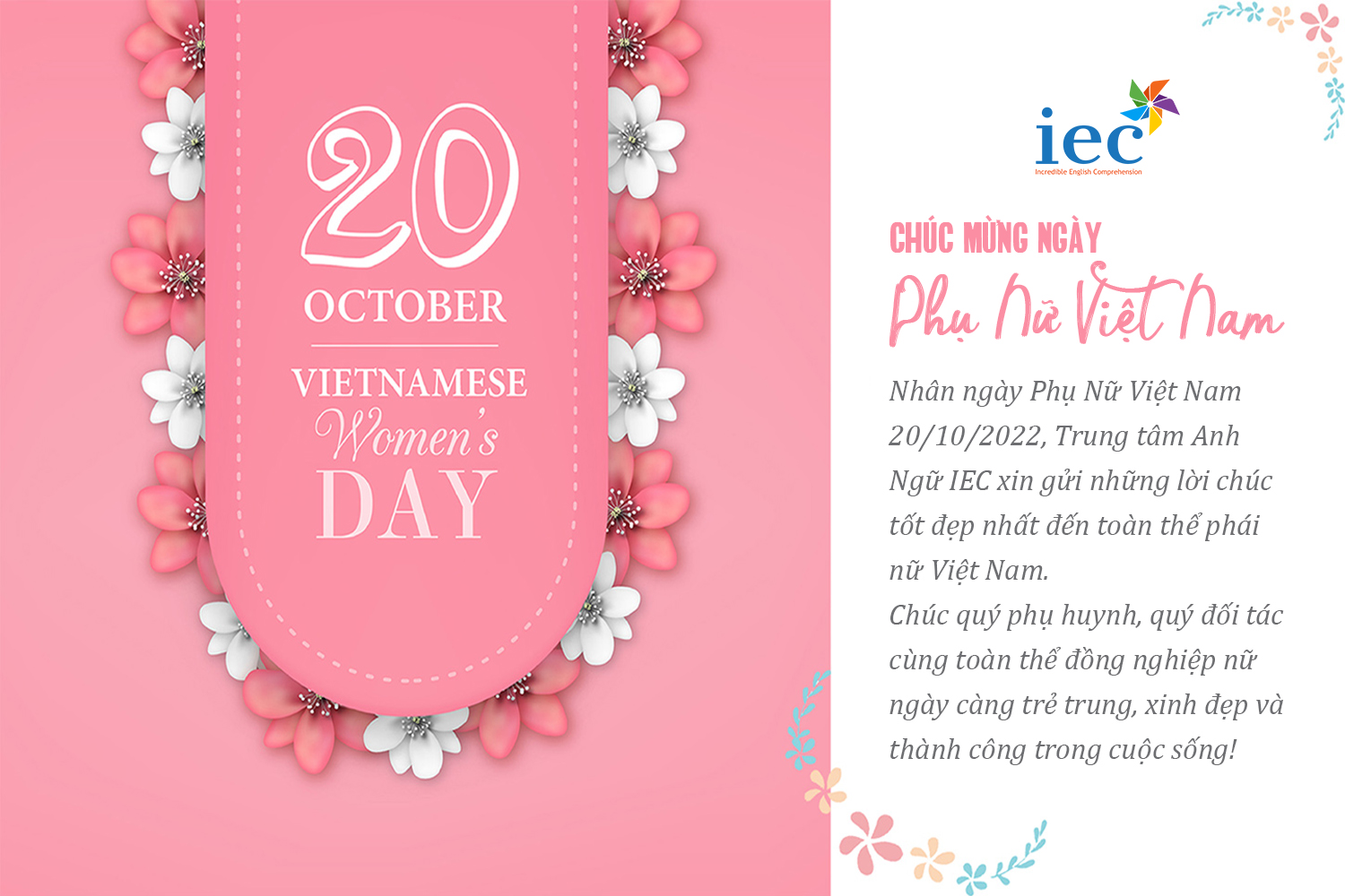 CHÚC MỪNG NGÀY PHỤ NỮ VIỆT NAM 20/10 NGÀY TÔN VINH VÀ TRI ÂN NHỮNG NGƯỜI PHỤ NỮ TUYỆT VỜI.